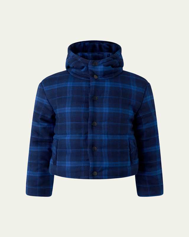 Boy's Check-Print Puffer Jacket, Size 2-10